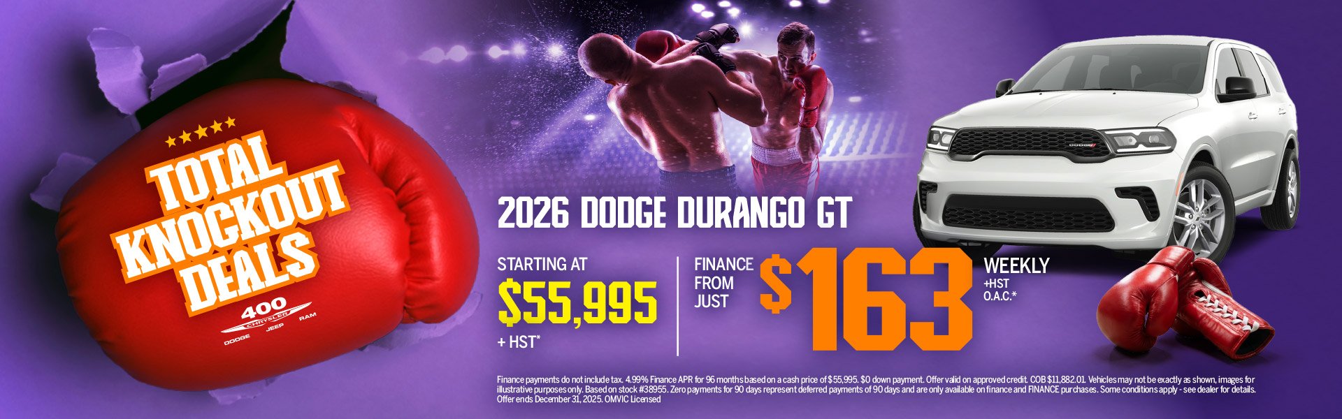 2026 Dodge Durango GTStarting At $55,995 + HST*Finance From Only $163 Weekly + HST O.A.C.*